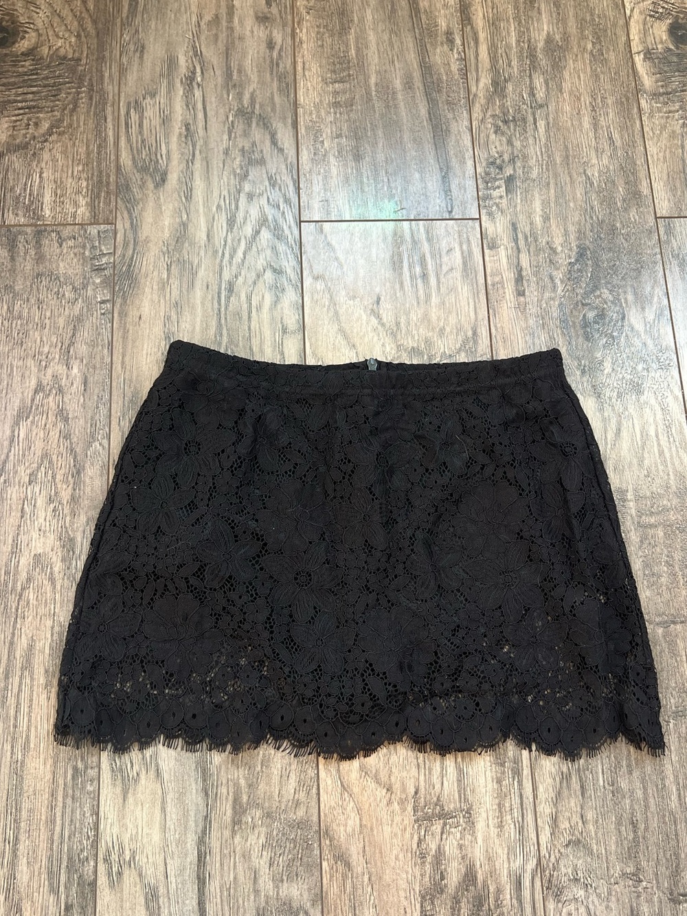 Black Floral Lace Overlay Mini Skort Shorts Size S